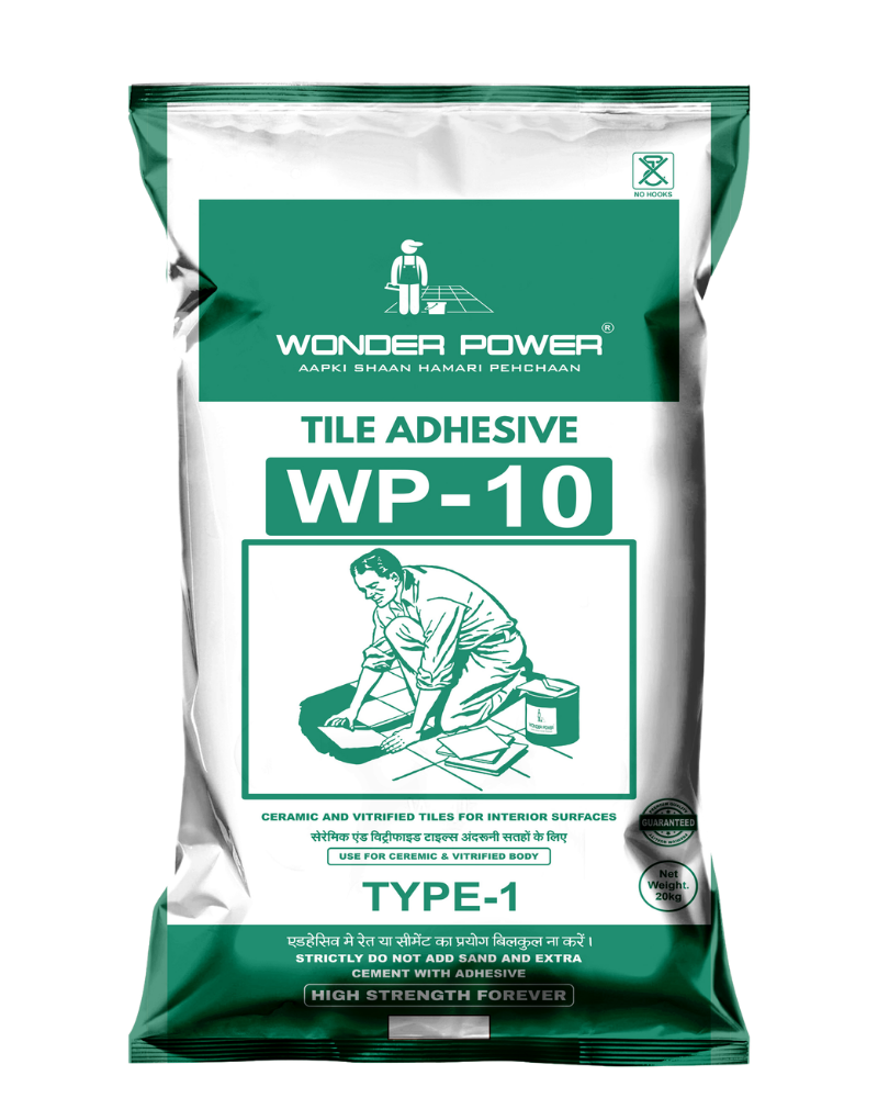 WP-10 Tile Adhesive Type 1, 20 kg green and white pack by Wonder Power