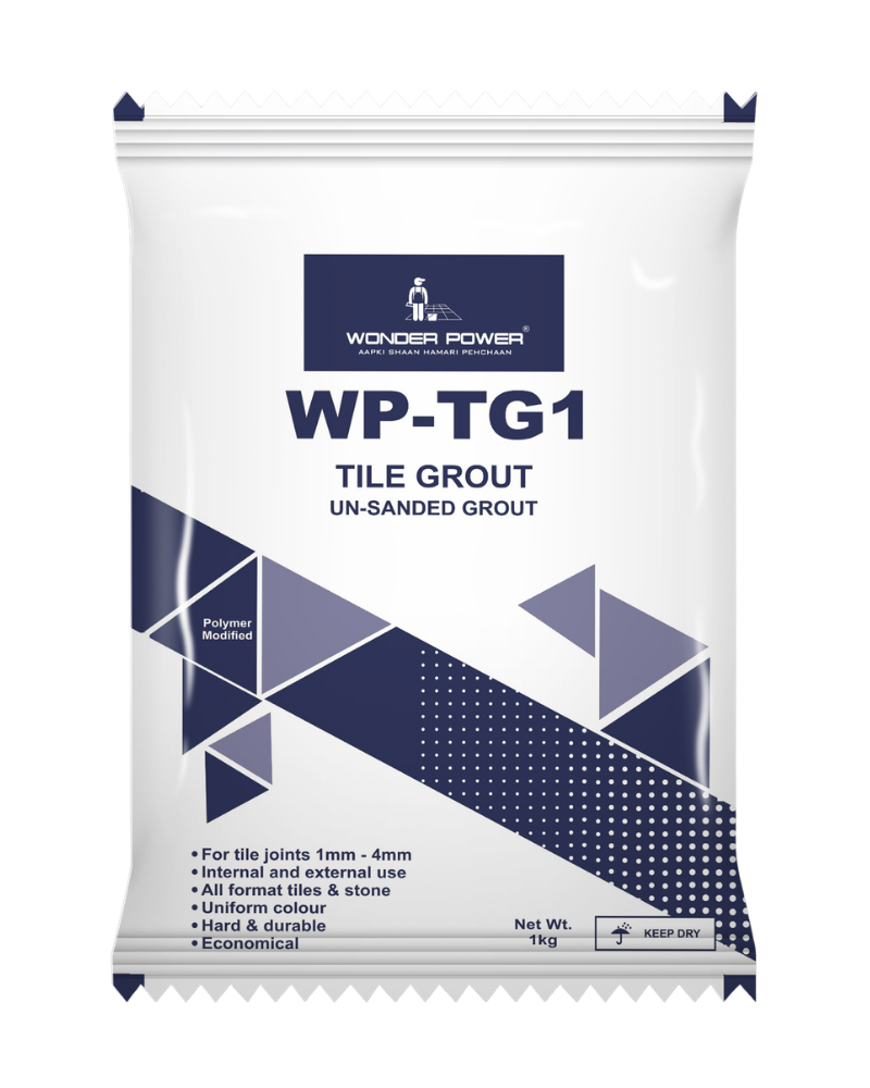 WP-TG1 Tile Grout un-sanded grout, 1 kg white and navy blue pouch by Wonder Power